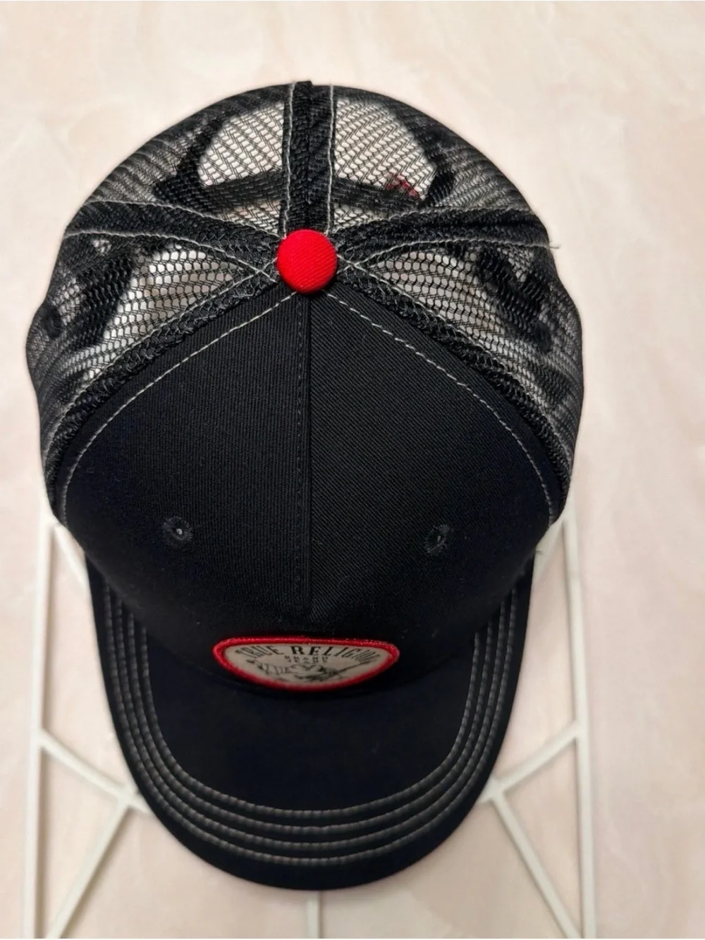True Religion Black Hat with Red Trim
